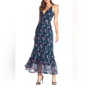 NWT Dress The Population Sunny Embroidered Floral Tie Shoulder Gown